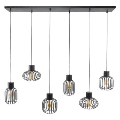 charcoal 6-lichts industriële hanglamp eetkamer afbeelding 1