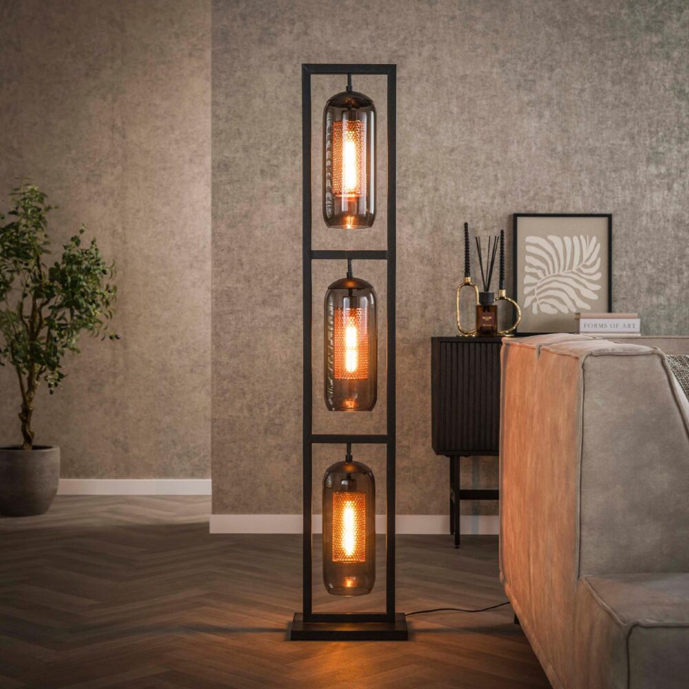 Soma rookglas vloerlamp zwart afbeelding 5