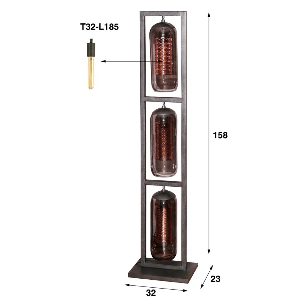 Soma rookglas vloerlamp zwart afbeelding 2