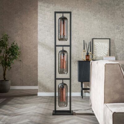 Soma rookglas vloerlamp zwart afbeelding 3