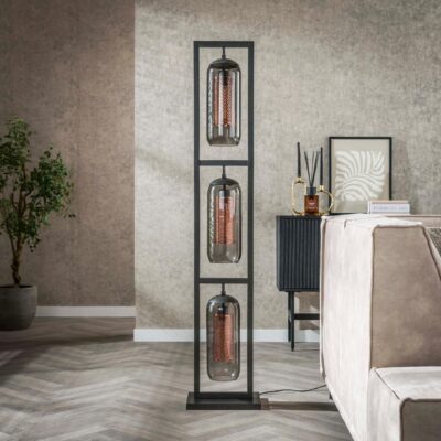 Soma rookglas vloerlamp zwart afbeelding 3