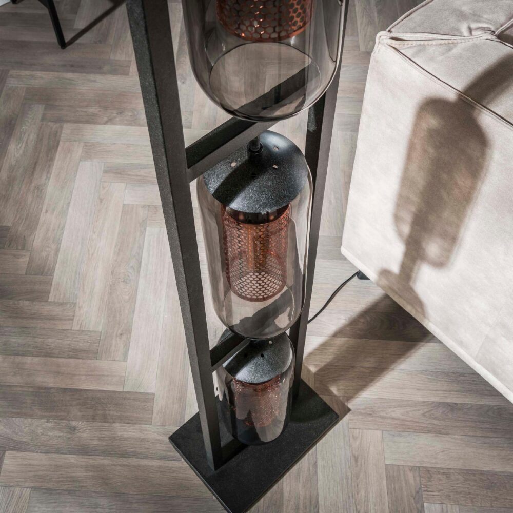 Soma rookglas vloerlamp zwart afbeelding 4