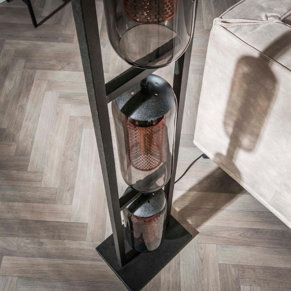 Soma rookglas vloerlamp zwart afbeelding 4