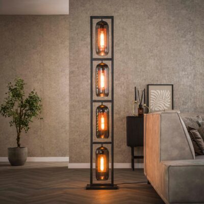 Soma rookglas vloerlamp 4-lichts zwart afbeelding 5