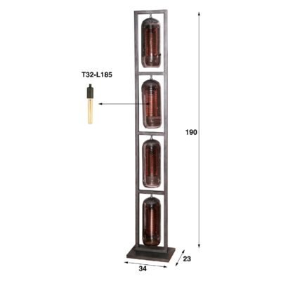 Soma rookglas vloerlamp 4-lichts zwart afbeelding 2