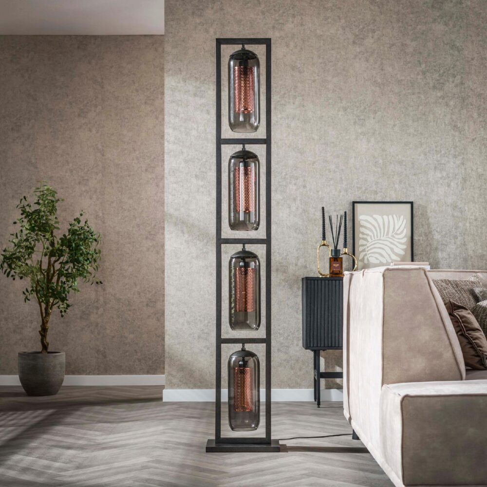 Soma rookglas vloerlamp 4-lichts zwart afbeelding 4