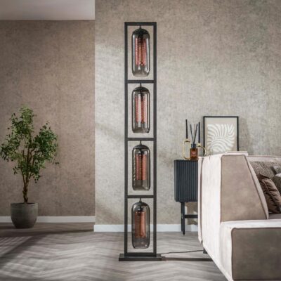 Soma rookglas vloerlamp 4-lichts zwart afbeelding 4