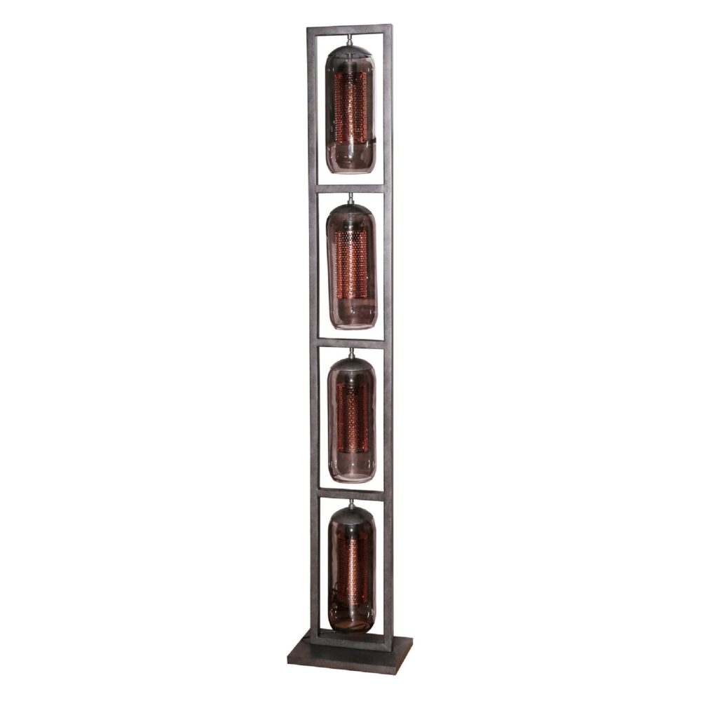 Soma rookglas vloerlamp 4-lichts zwart afbeelding 1
