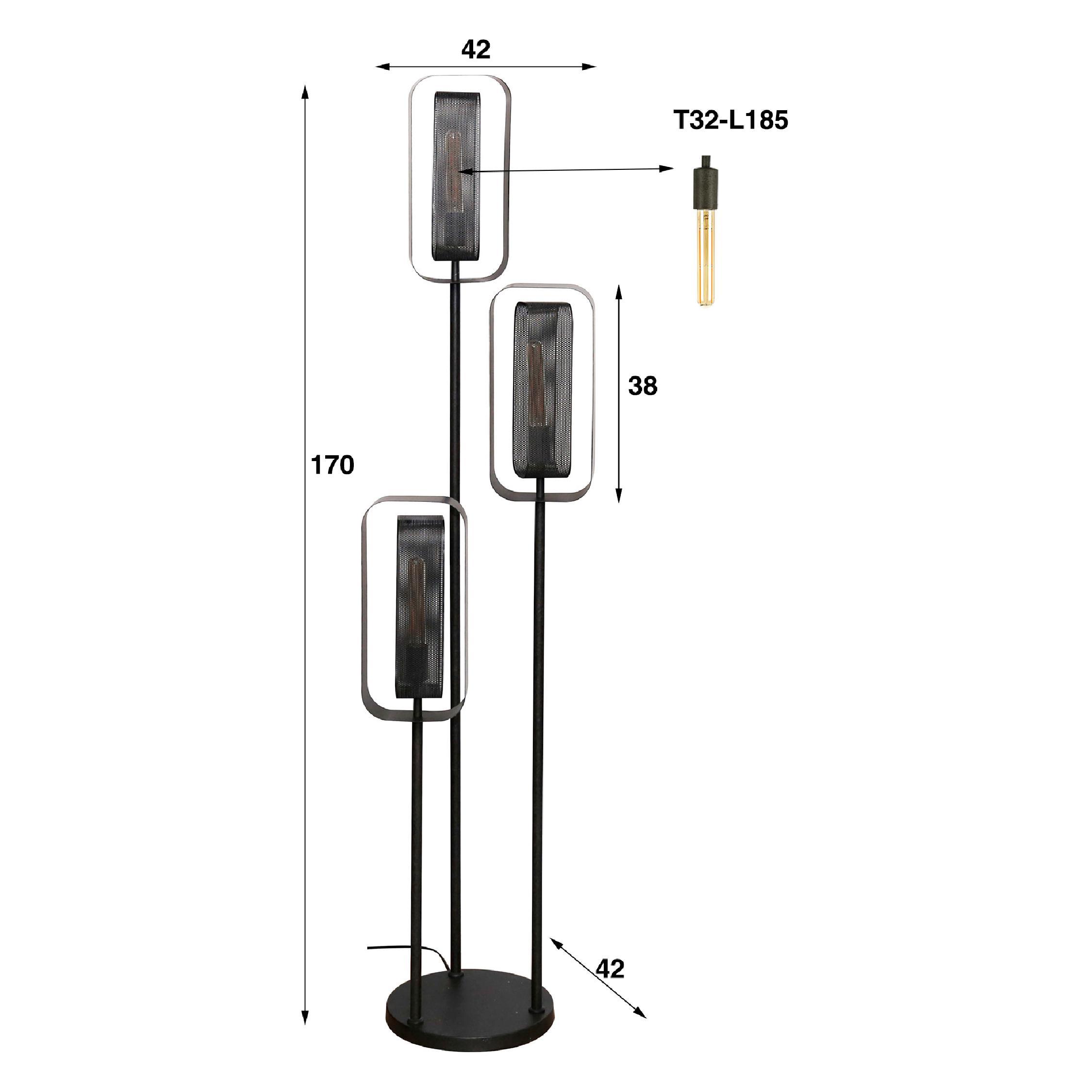 Tayla 3-lichts zwarte mesh vloerlamp afbeelding 2