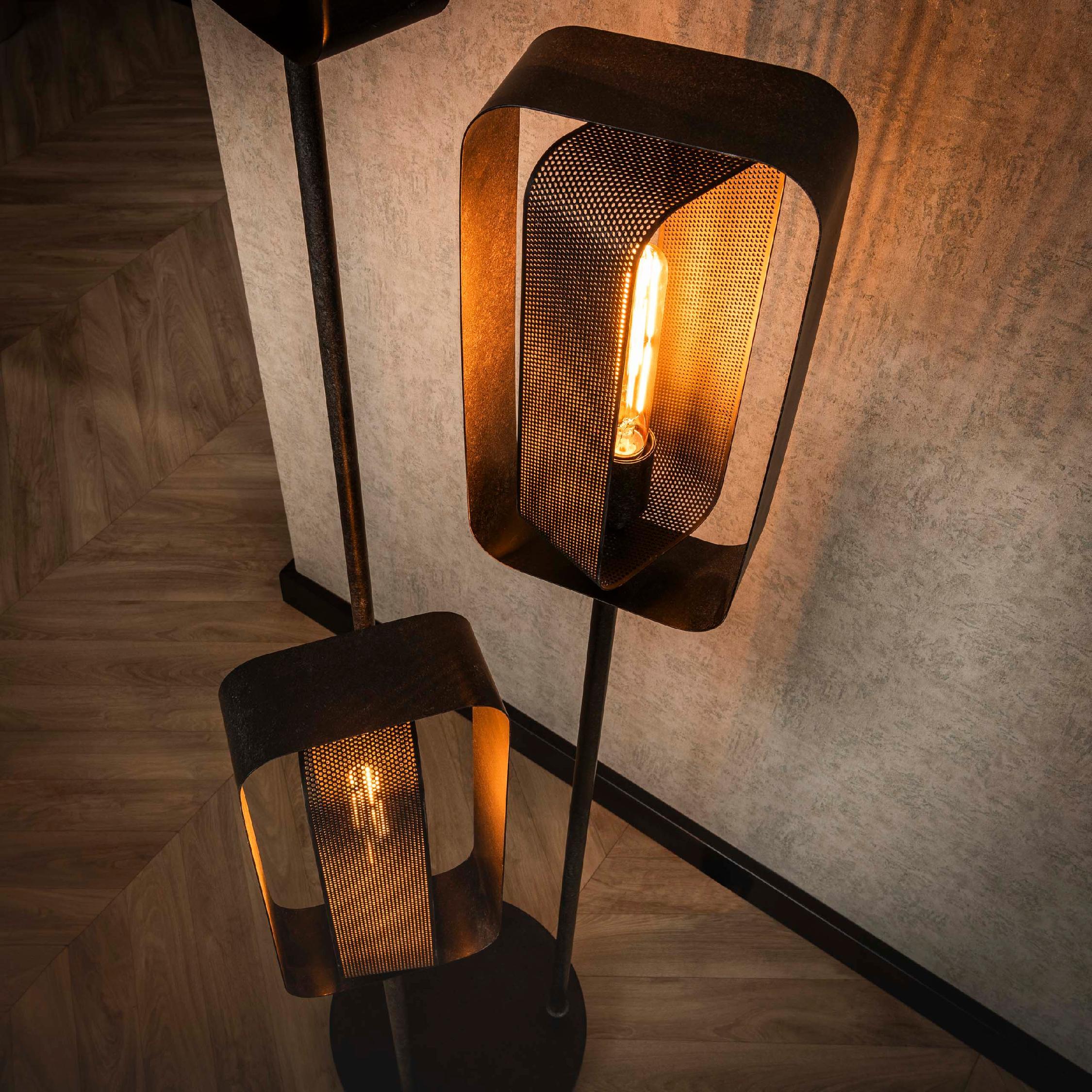 Tayla 3-lichts zwarte mesh vloerlamp afbeelding 4