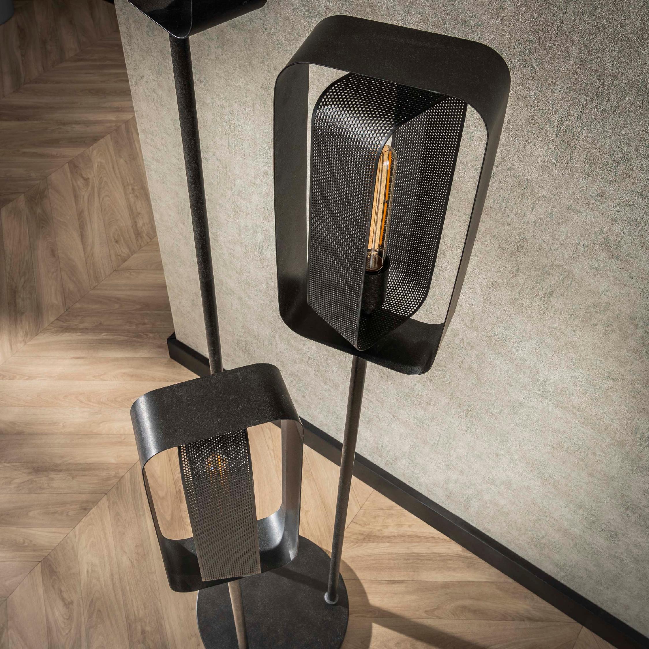 Tayla 3-lichts zwarte mesh vloerlamp afbeelding 5