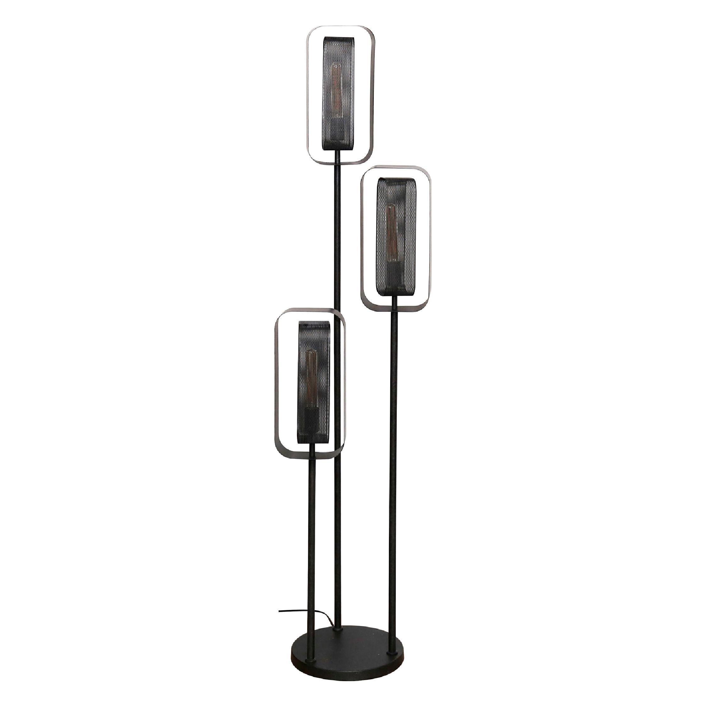 Tayla 3-lichts zwarte mesh vloerlamp afbeelding 1