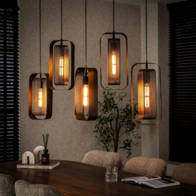 Tayla zwarte industriële hanglamp 5-lichts afbeelding 3