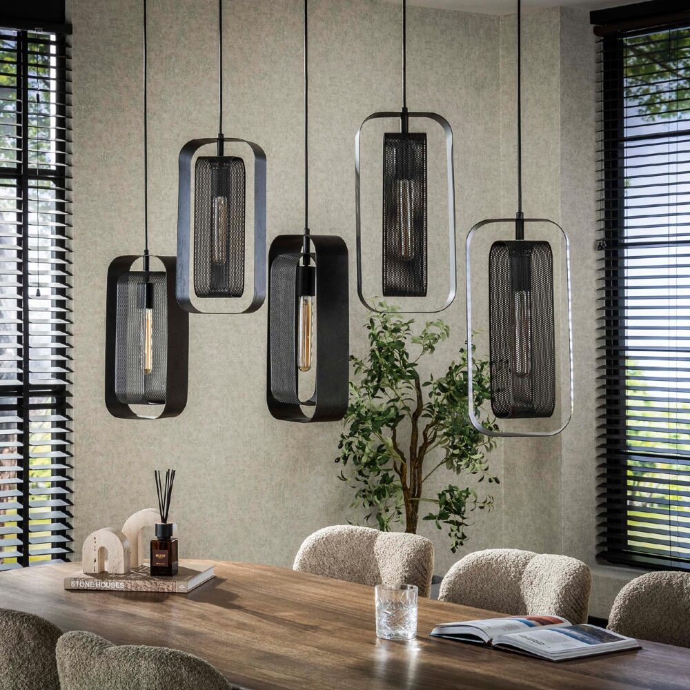 Tayla zwarte industriële hanglamp 5-lichts afbeelding 4