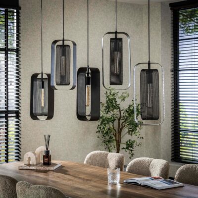 Tayla zwarte industriële hanglamp 5-lichts afbeelding 4