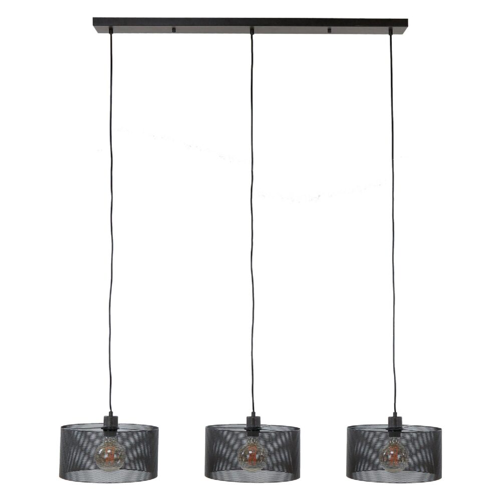 industriële zwarte 3-lichts hanglamp afbeelding 1
