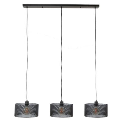 industriële zwarte 3-lichts hanglamp afbeelding 1