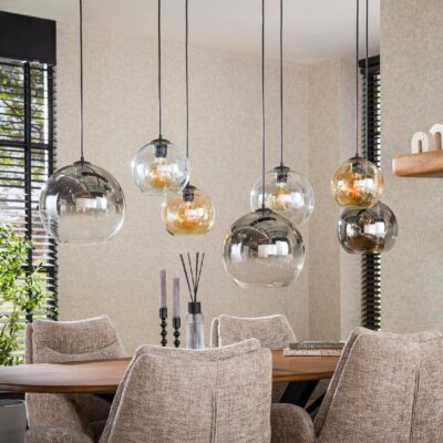 Lani 7-lichts glazen globe hanglamp zwart afbeelding 3