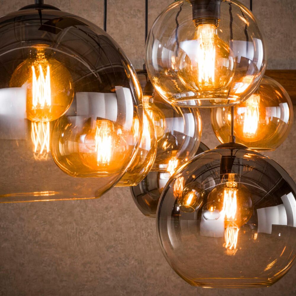 Lani 7-lichts glazen globe hanglamp zwart afbeelding 4