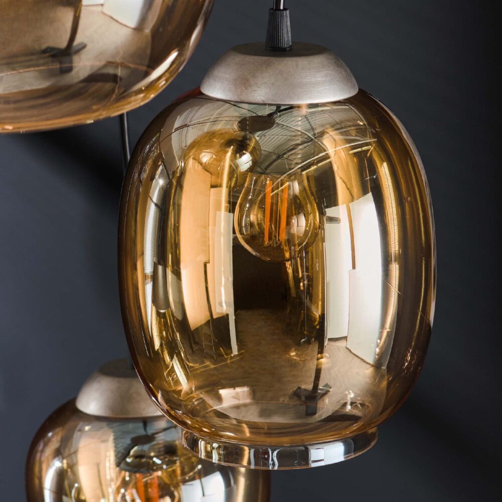 Riko 5-lichts amber hanglamp afbeelding 5