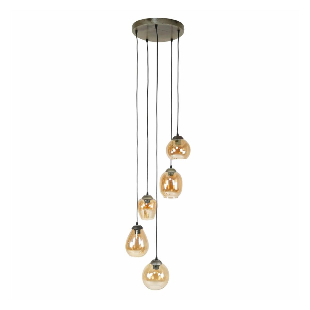 Riko 5-lichts amber hanglamp afbeelding 1