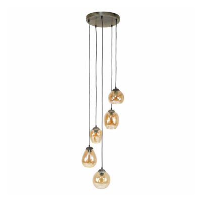 Riko 5-lichts amber hanglamp afbeelding 1