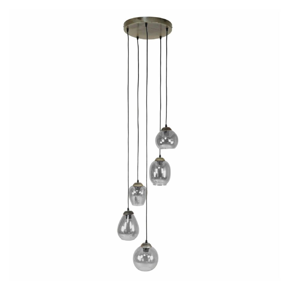 Riko 5-lichts glazen hanglamp chroom afbeelding 1