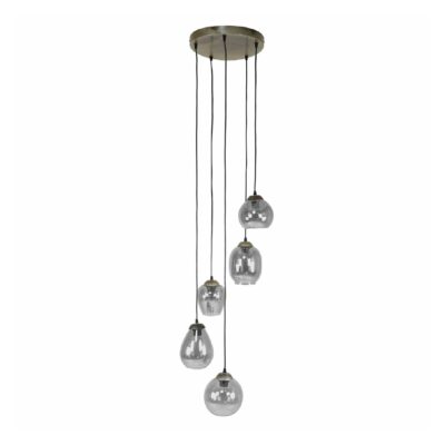 Riko 5-lichts glazen hanglamp chroom afbeelding 1