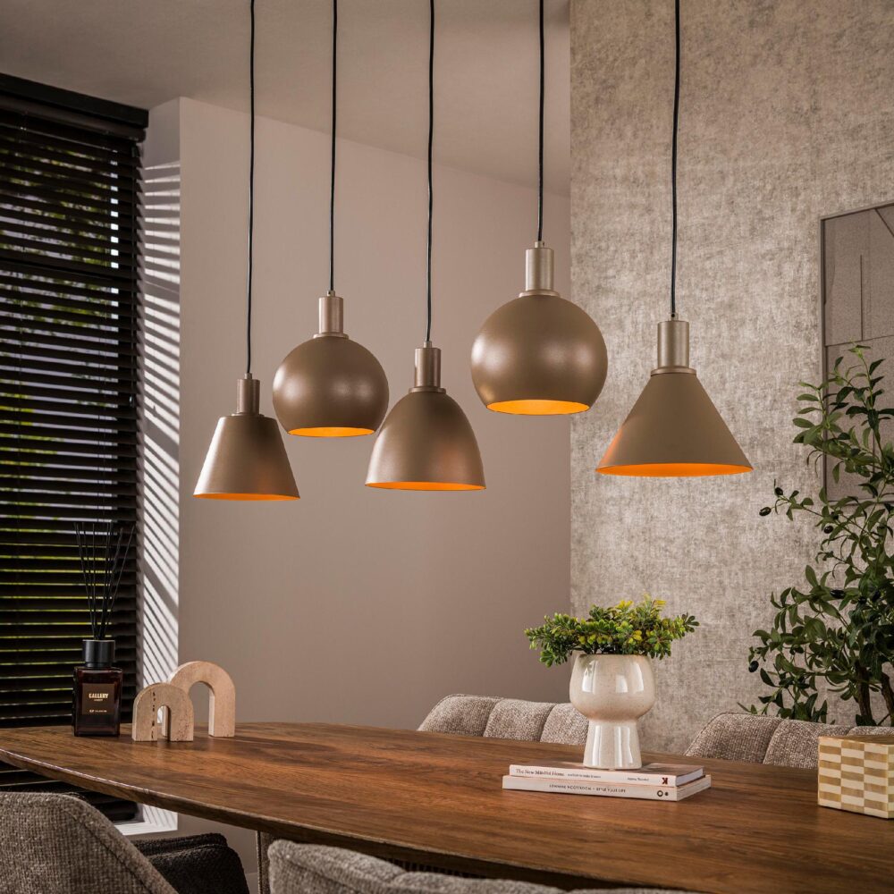 Aksel beige 5-lichts hanglamp afbeelding 3