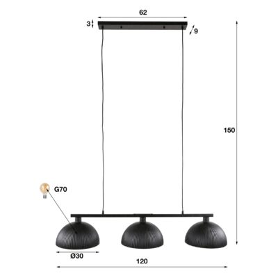Nest of Nora zwarte 3-lichts hanglamp afbeelding 2