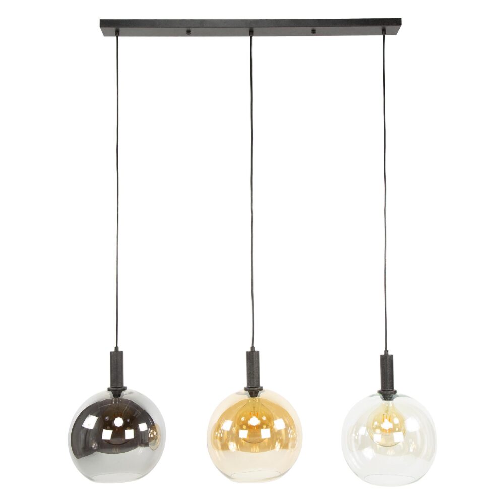 Siva 3-lichts bolvormige hanglamp zwart afbeelding 1