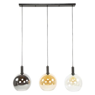 Siva 3-lichts bolvormige hanglamp zwart afbeelding 1