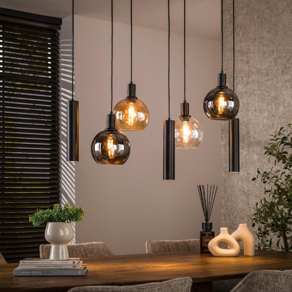 Siva 7-lichts zwarte design hanglamp afbeelding 3