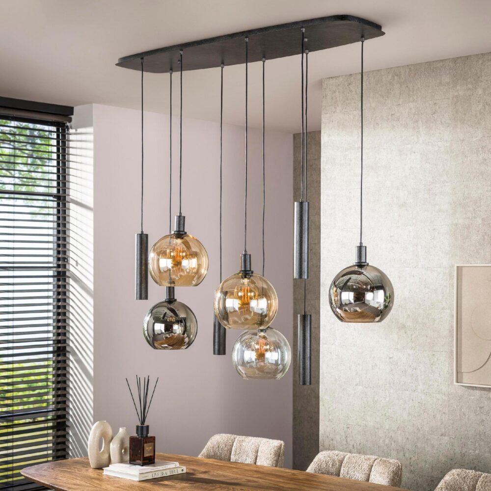 Siva 9-lichts hanglamp met glazen bollen afbeelding 4