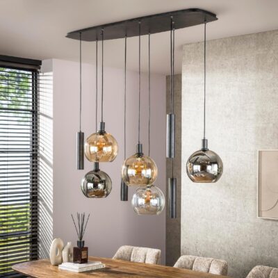 Siva 9-lichts hanglamp met glazen bollen afbeelding 4