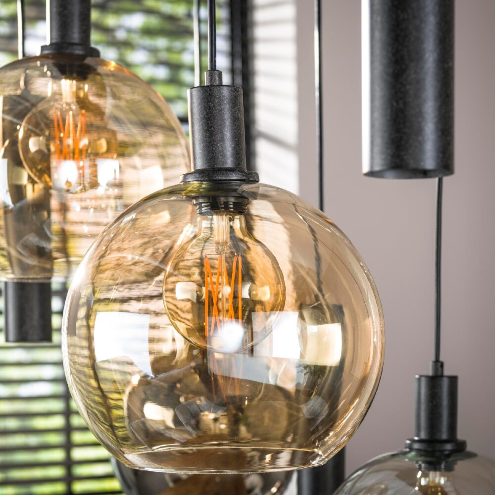 Siva 9-lichts hanglamp met glazen bollen afbeelding 6