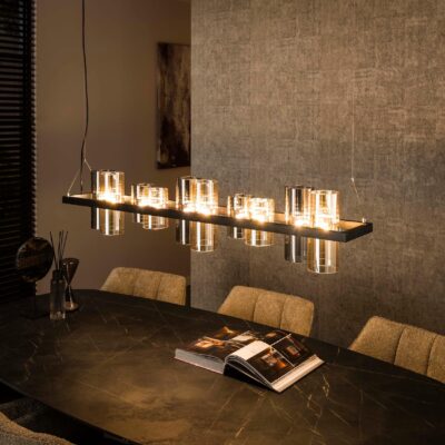 Arjen 10-licht hanglamp cilinder glas zwart afbeelding 3