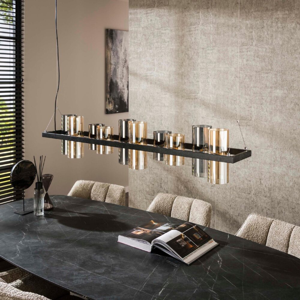 Arjen 10-licht hanglamp cilinder glas zwart afbeelding 4