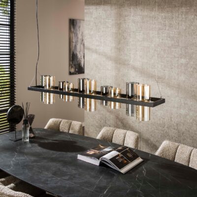 Arjen 10-licht hanglamp cilinder glas zwart afbeelding 4