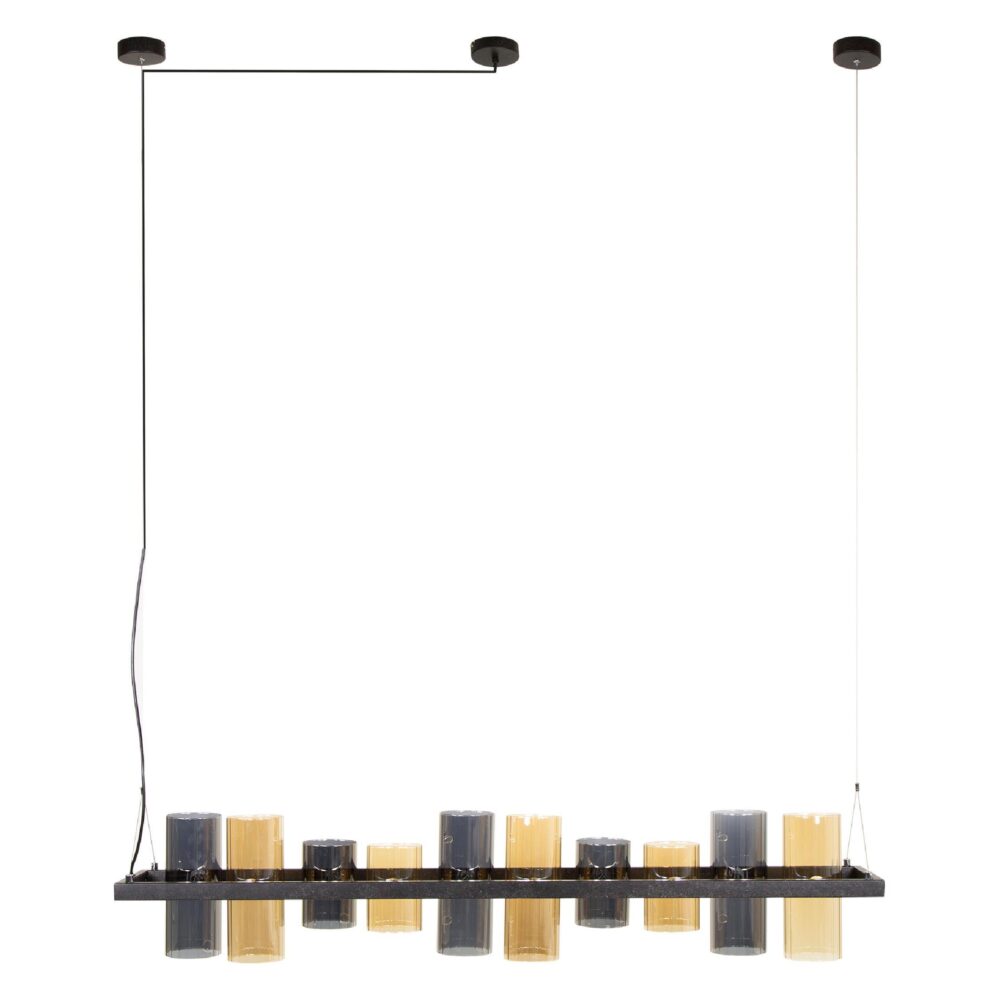 Arjen 10-licht hanglamp cilinder glas zwart afbeelding 1
