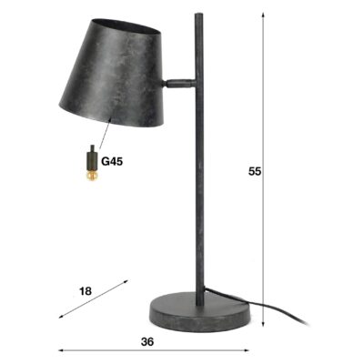 Lenu charcoal tafellamp met verstelbare kap afbeelding 2