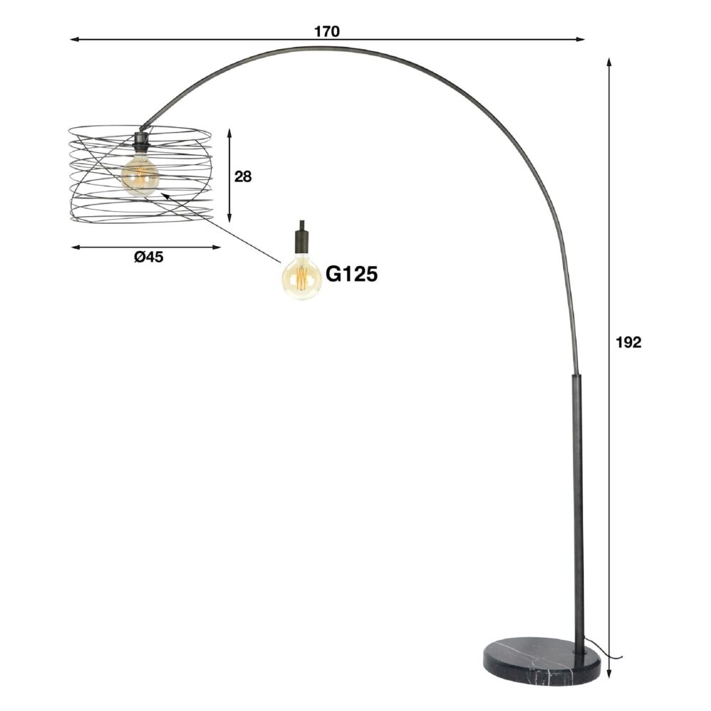 moderne booglamp met marmeren voet afbeelding 2