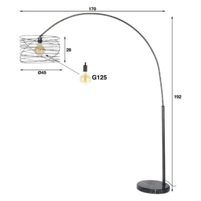 moderne booglamp met marmeren voet afbeelding 2