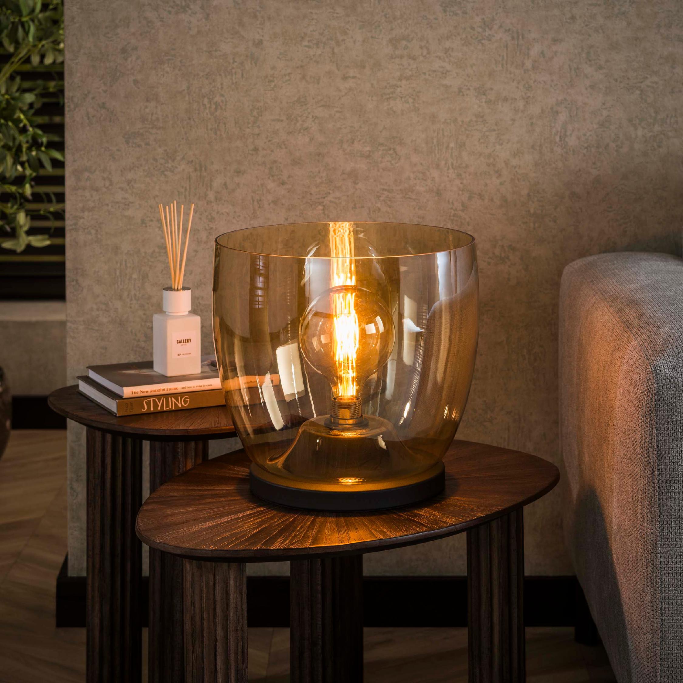 amber glazen vloerlamp Davin afbeelding 7