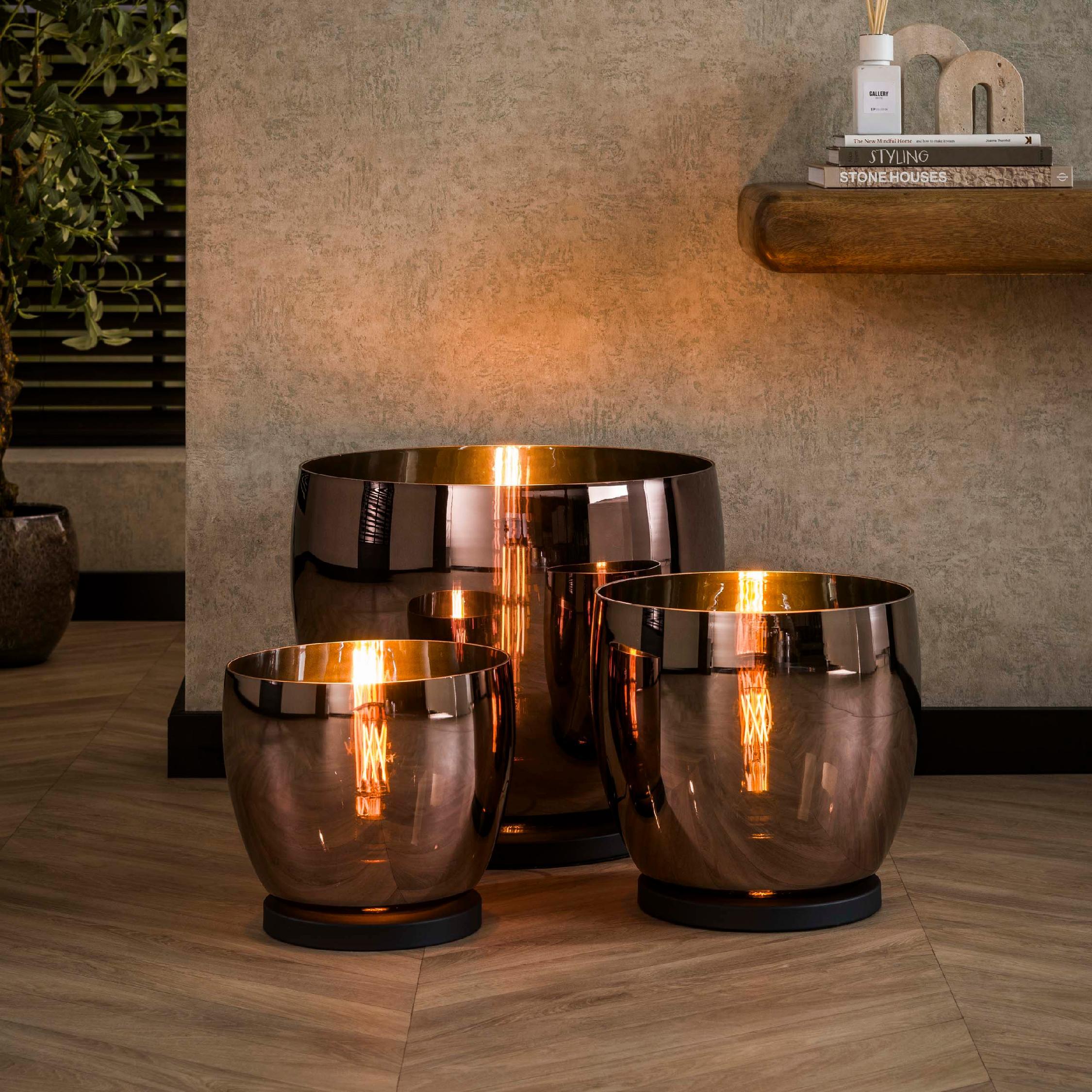 koperen vloerlamp Davin met glazen kap afbeelding 2