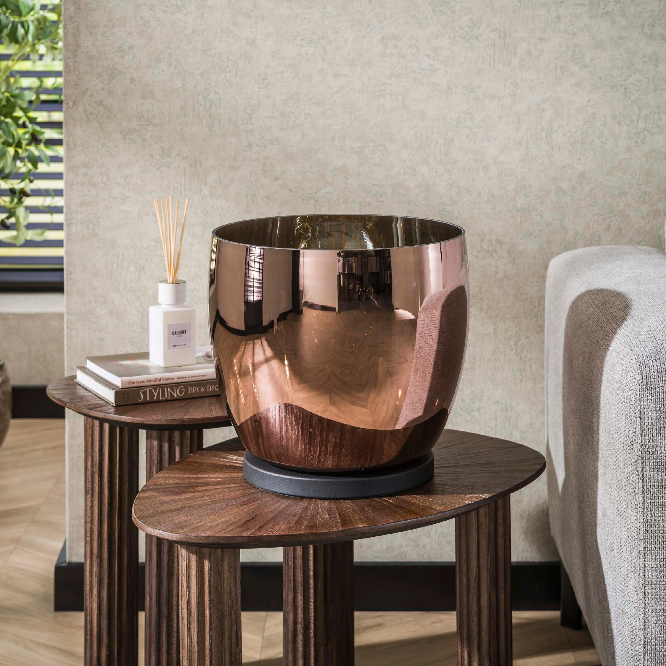 koperen vloerlamp Davin met glazen kap afbeelding 7