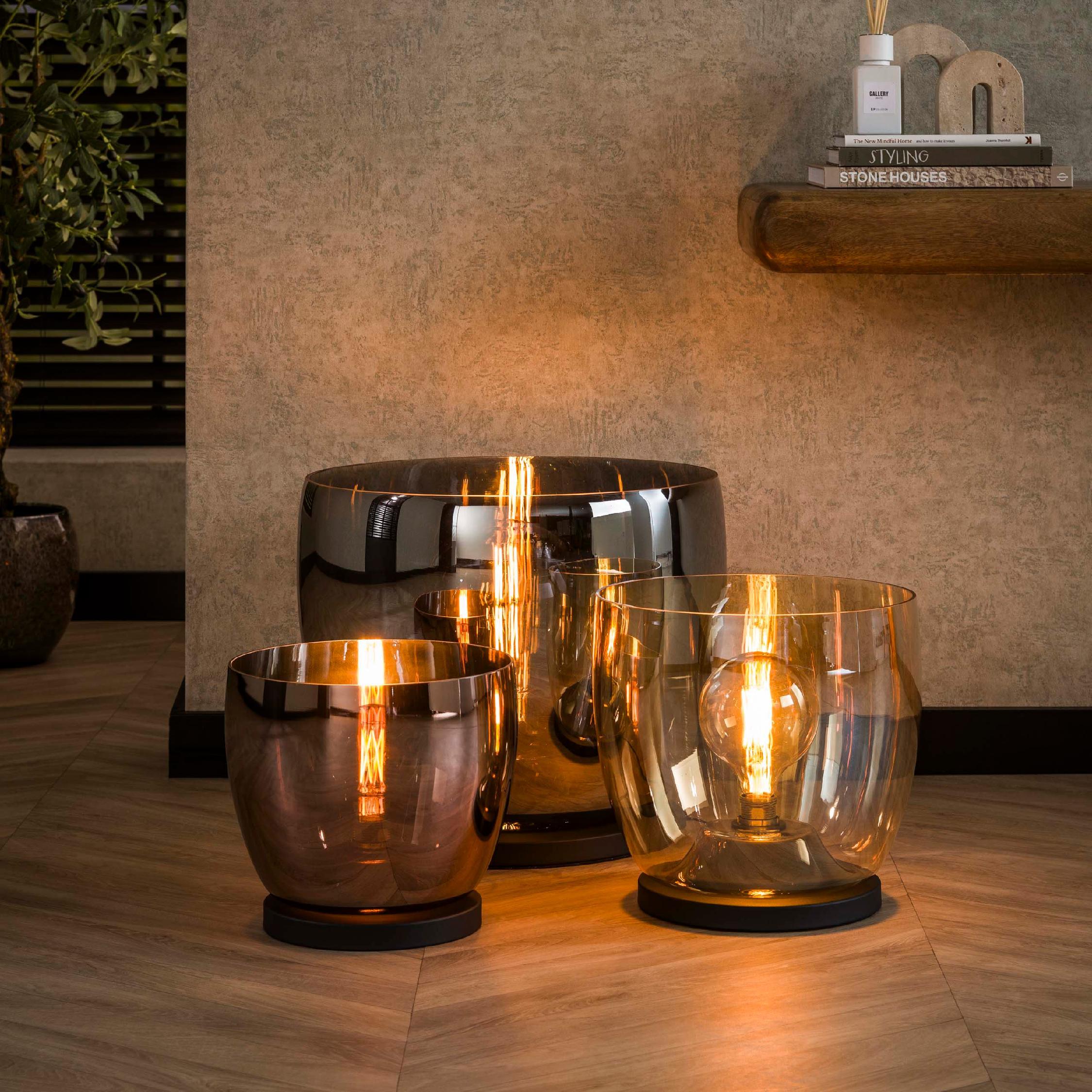 koperen vloerlamp Davin met glazen kap afbeelding 8