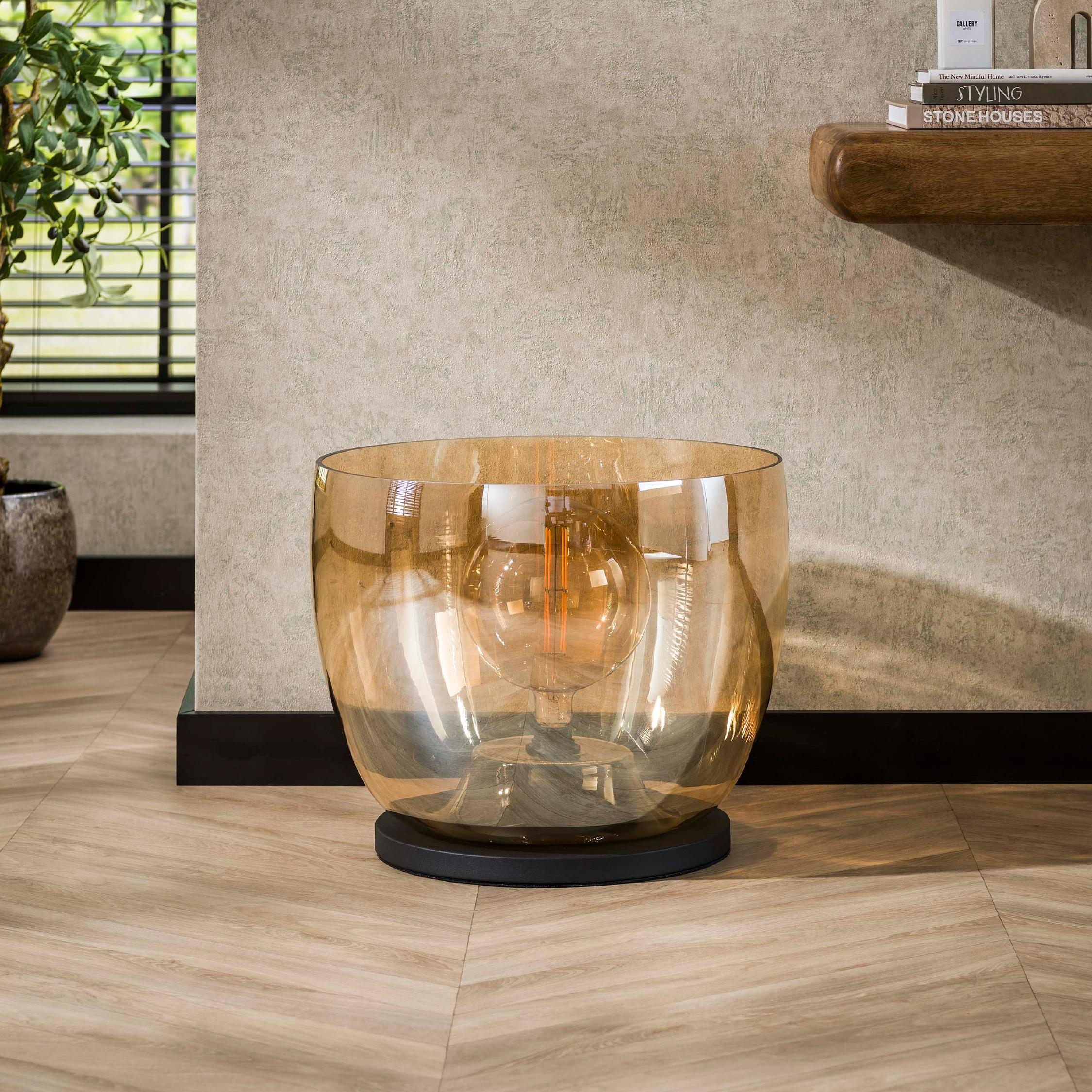 vloerlamp Davin amber glas XXL afbeelding 7