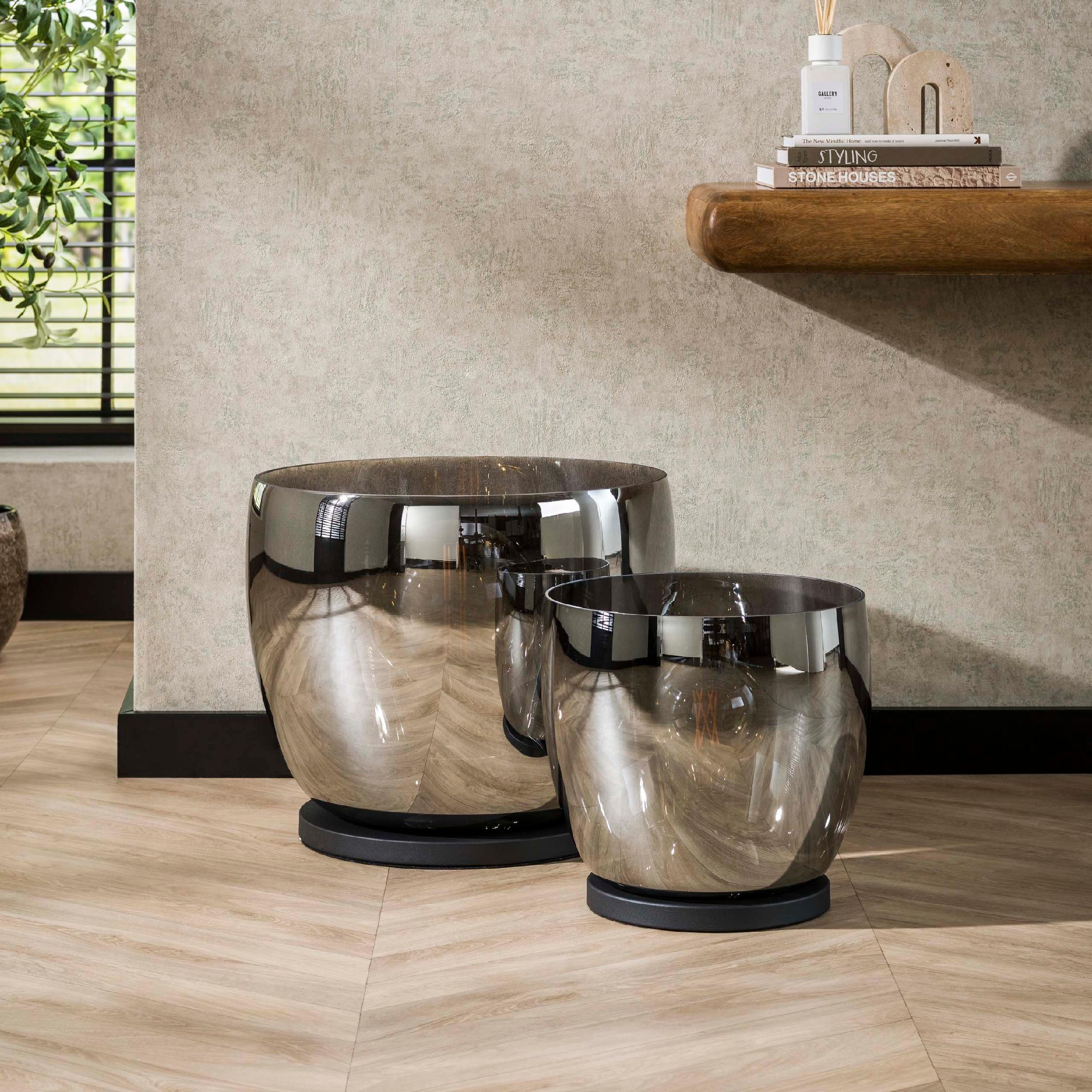 Davin smoke grijs XXL vloerlamp met glazen kap afbeelding 4