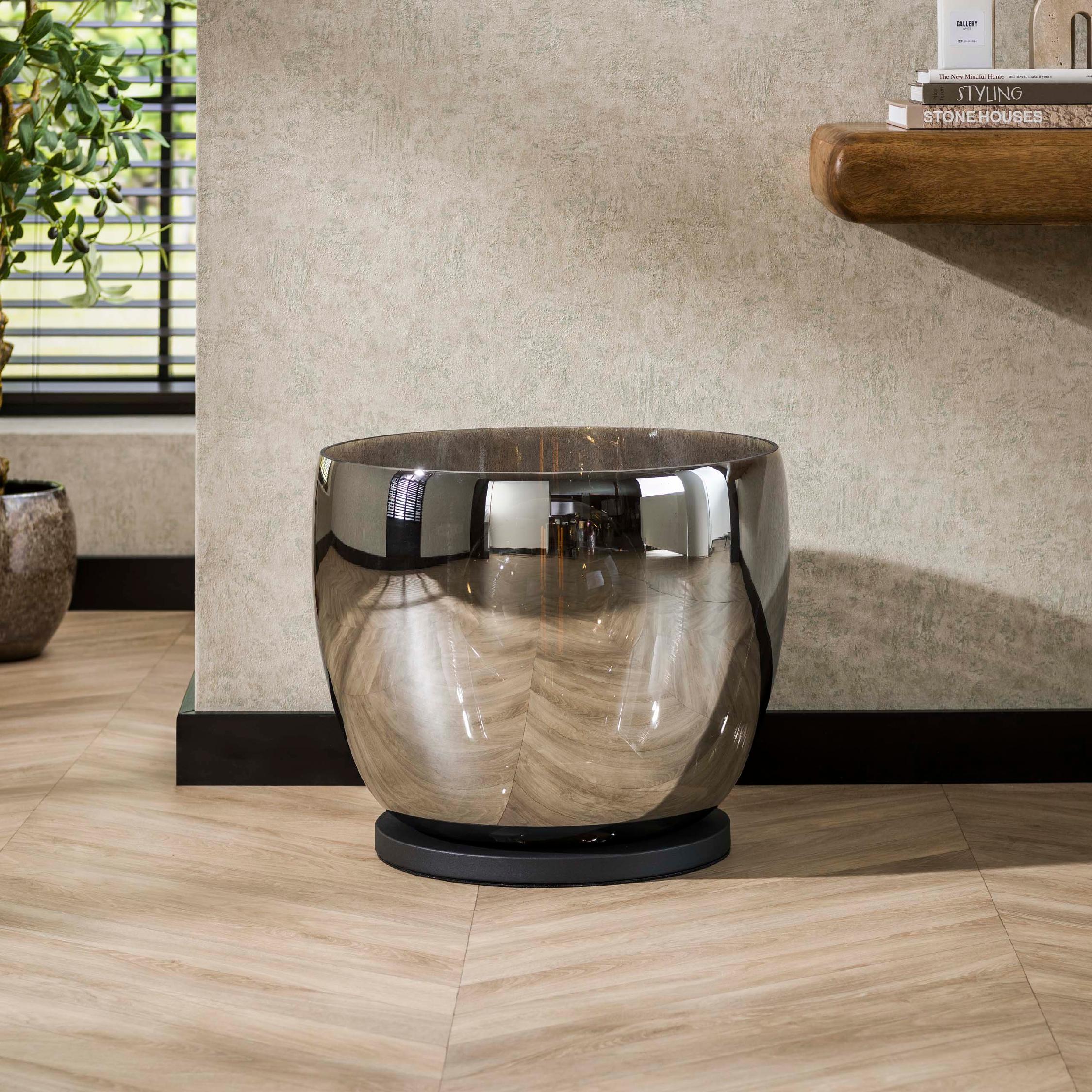 Davin smoke grijs XXL vloerlamp met glazen kap afbeelding 8